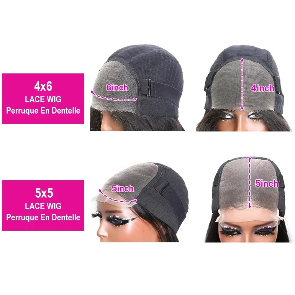Perruque Wear & Go 30-32 pouces, Deep Wave, nœuds pré-décolorés, closure en dentelle 5x5, sans colle