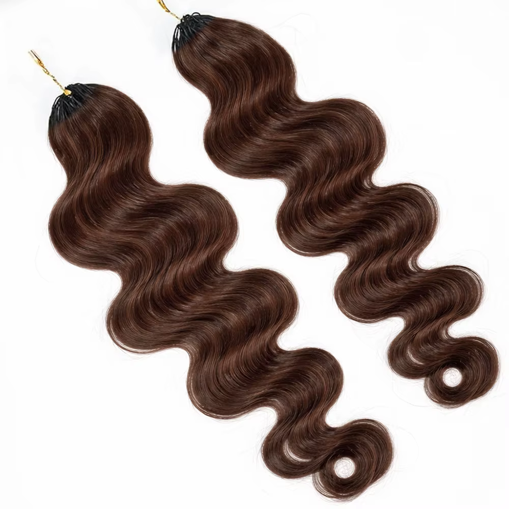 Extensions de cheveux humains ondulés au crochet, pré-séparées, invisibles, micro-boucles, effet plu