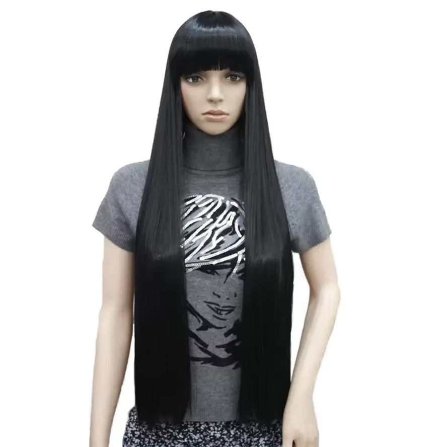 Strong beauty perruque synthétique pour femmes, perruque Bob naturelle, longue et lisse, noire, 6 co