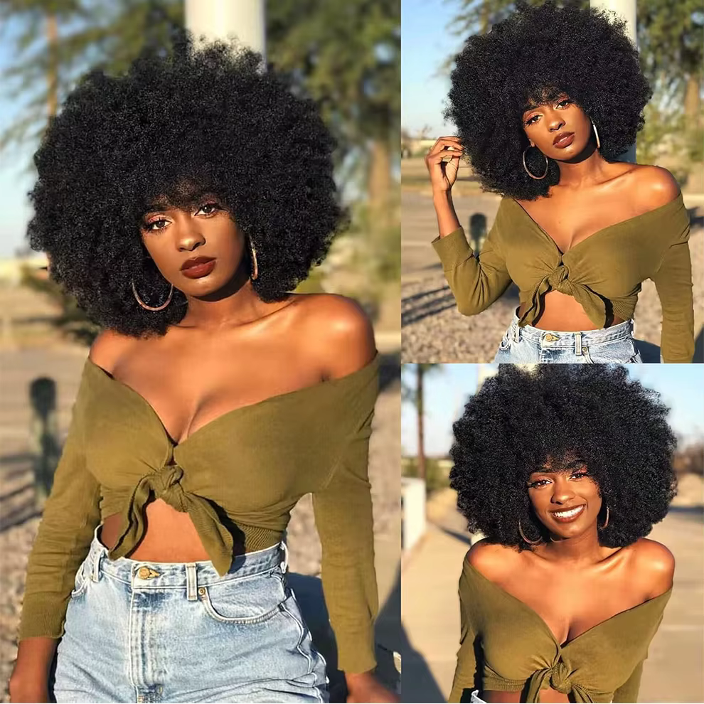Perruques en cheveux humains bouclés afro pour femmes noires, perruque afro bouffante 13x4 Lace Fron