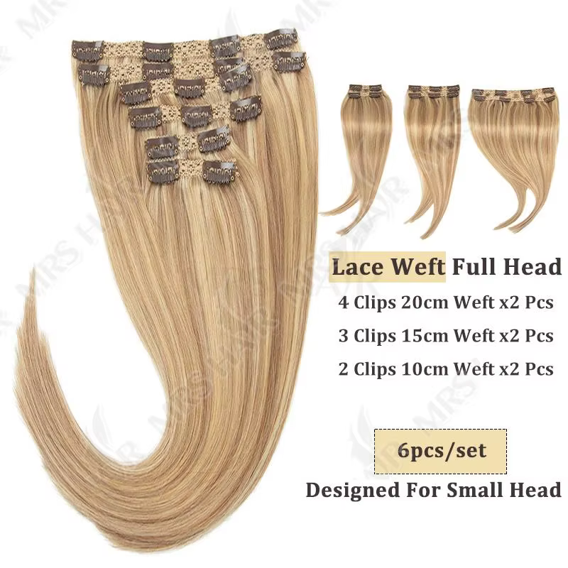 Extensions de cheveux humains à clipser, machine Remy, 24 pouces, 240g, tête complète, vrais cheveux