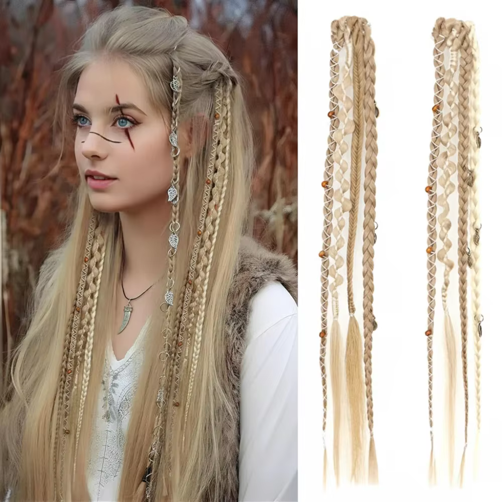 Extensions de cheveux synthétiques tressées à clipser Bohemia, 16 pouces, faites à la main, longues,