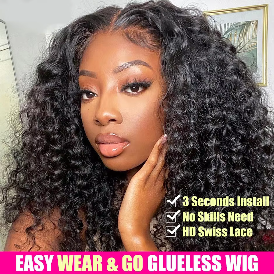 Wear And Go – perruque Lace Front Wig naturelle bouclée sans colle, cheveux humains, prêtes à pré-ép
