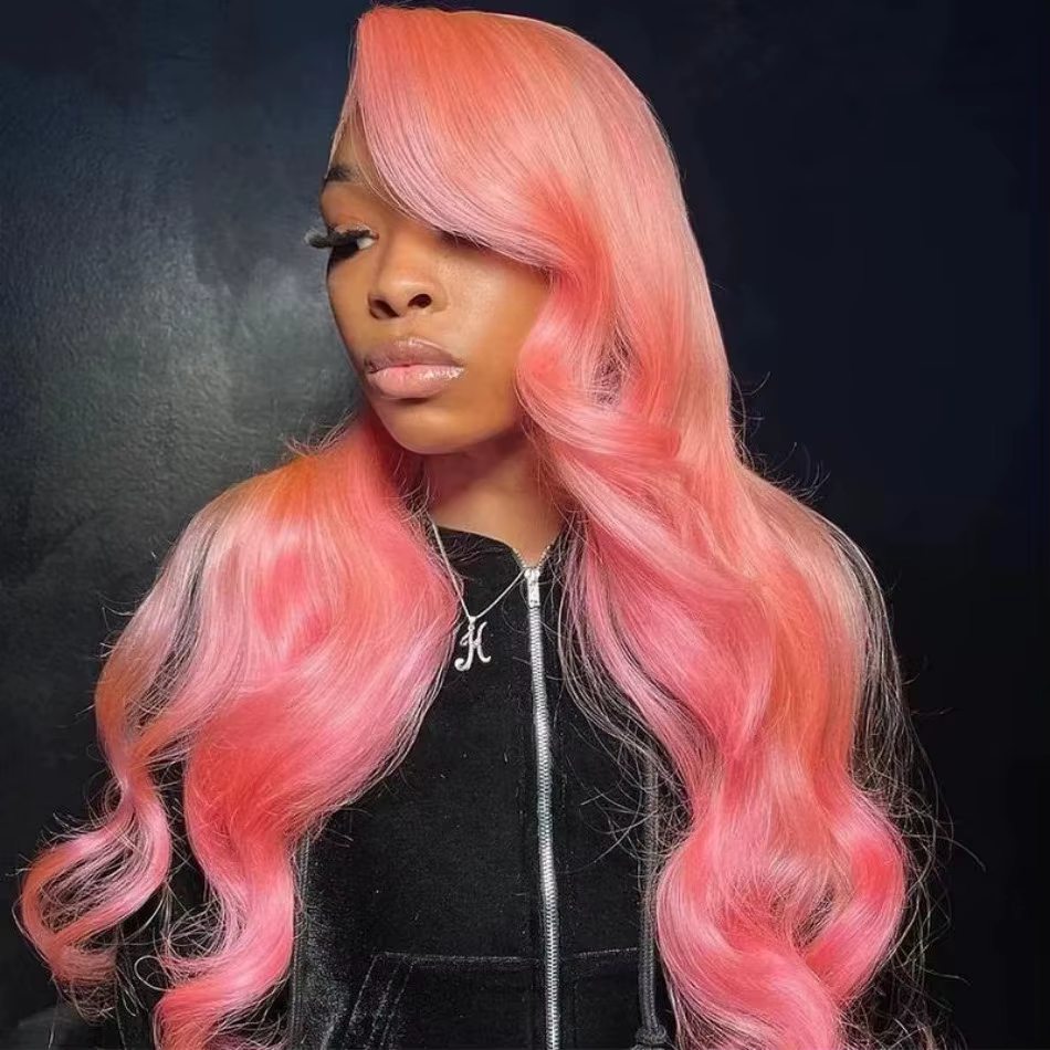 Pink Human Hair Wig Body wave Lace Front Wig 13X4 13X6 Hd Lace Frontal Wig Brazilian Hair 38 Inch Co
