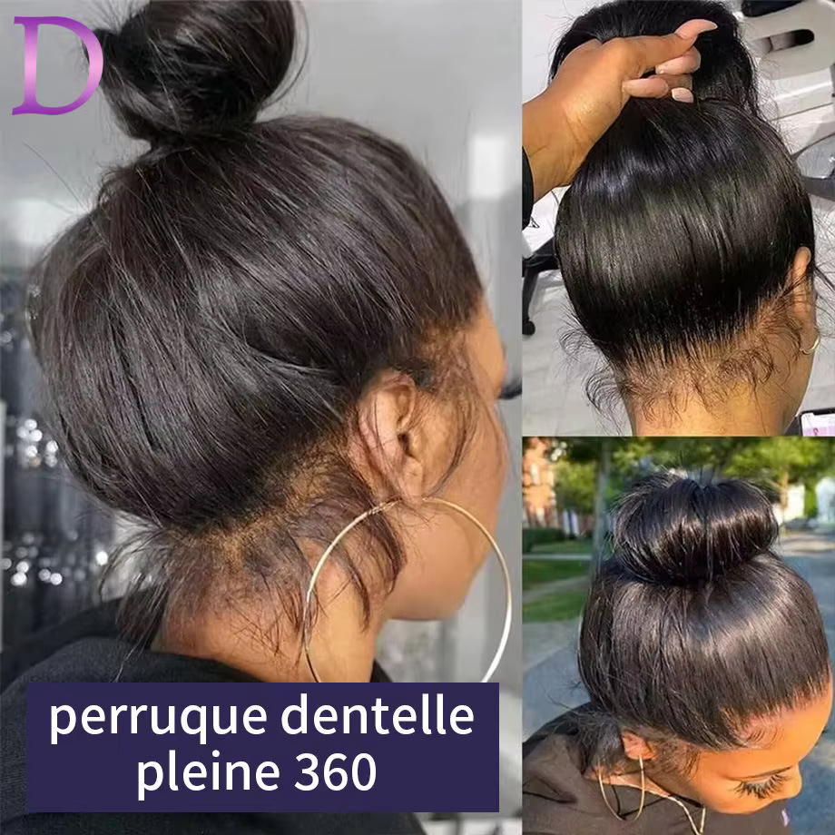Perruques Cheveux Humains Pleine Dentelle 360 avec Bandes Invisibles Pour Femmes Perruque Brésilienn