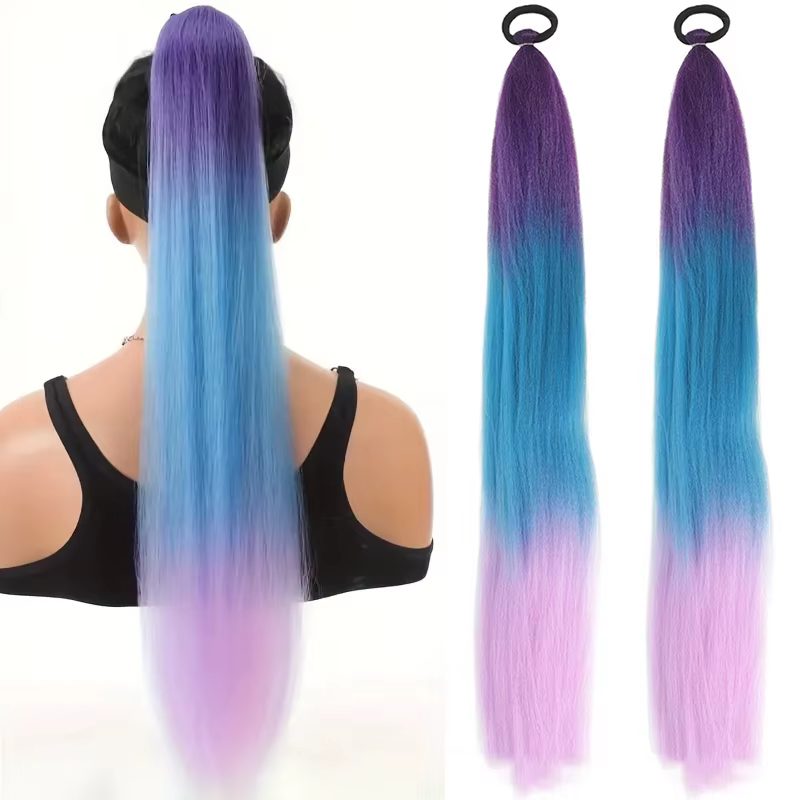 Achetez-en 1, obtenez-en 1 gratuit, queue de cheval droite synthétique de 26 pouces avec cheveux éla