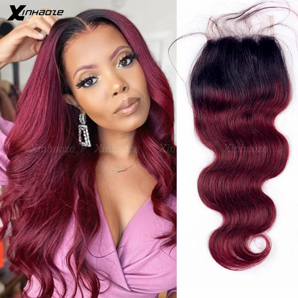 # 4 fermeture de Base en soie j5x5 brun foncé fermeture de cheveux humains brésiliens fermeture de v