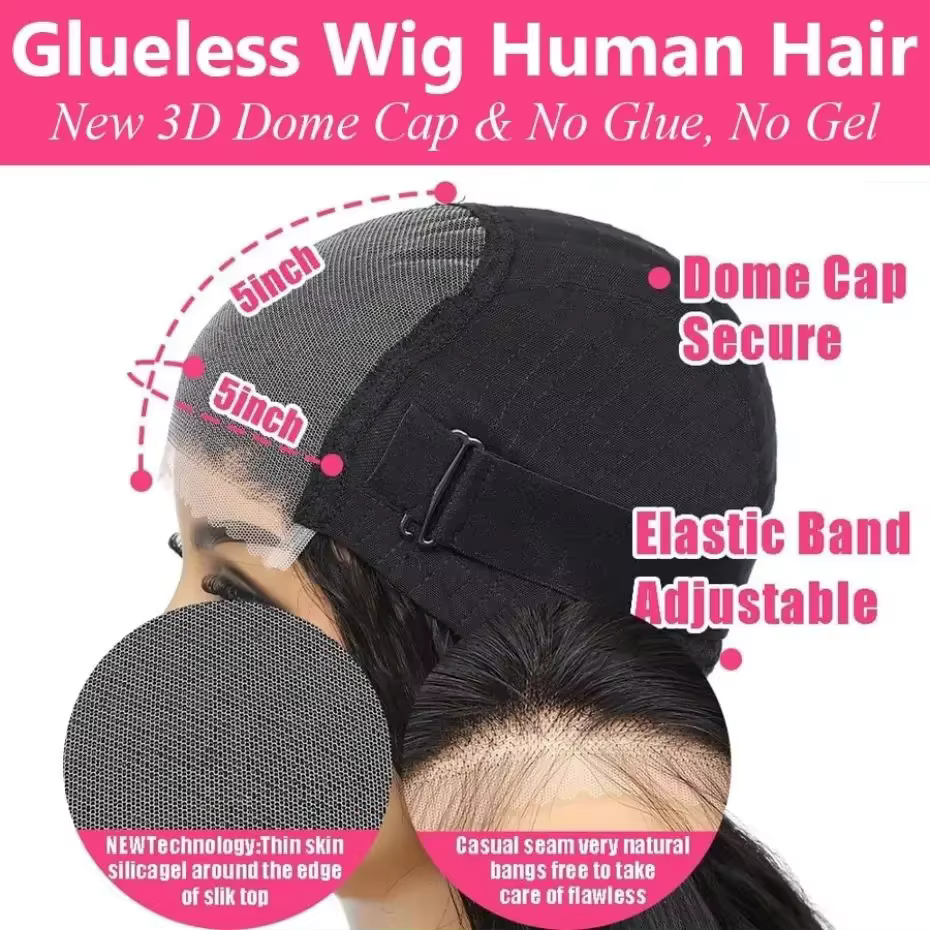 Perruques Bling Hair 6x4 sans colle, lisses, en cheveux humains, pré-coupées, avec dentelle HD, pour