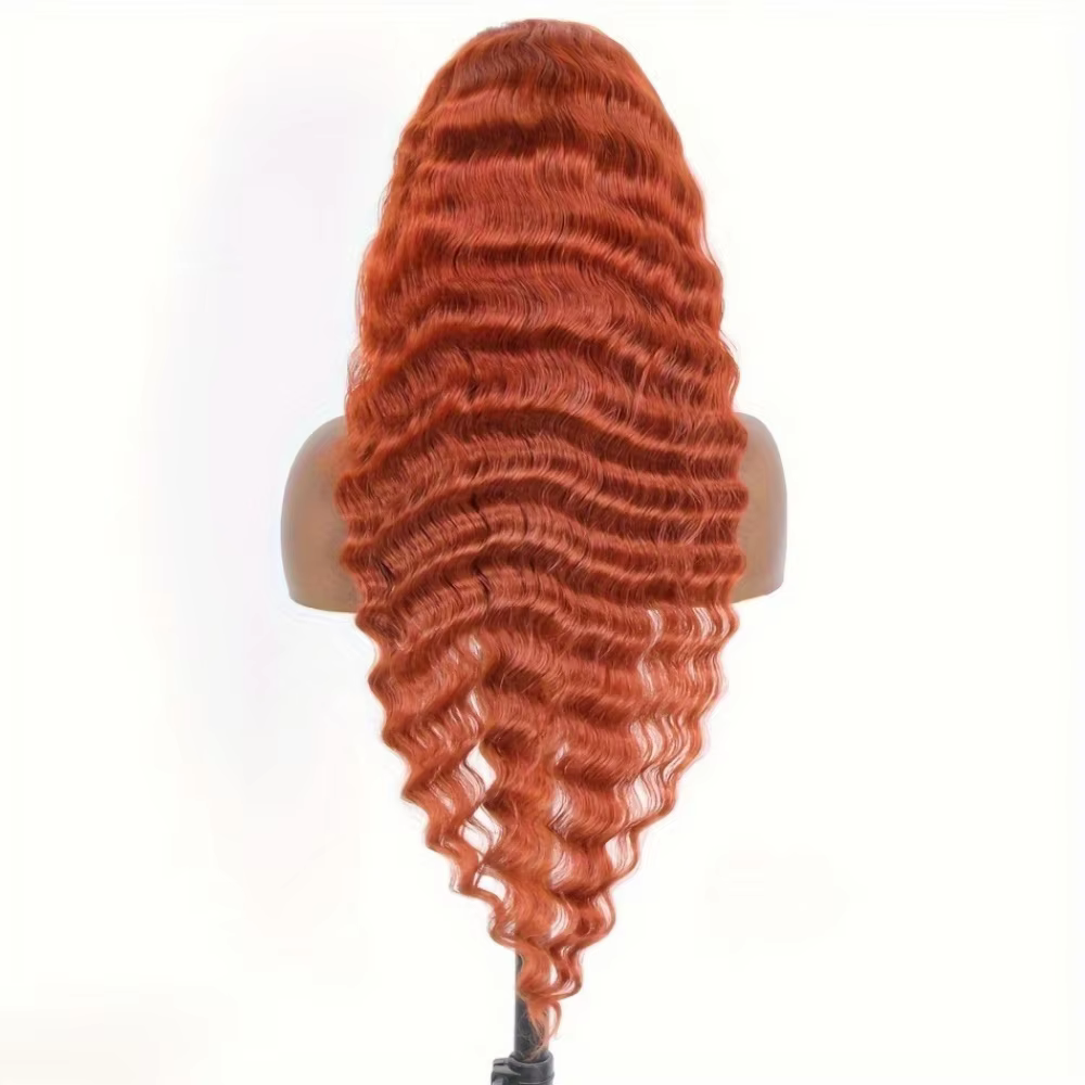 Perruques de cheveux humains au gingembre vague profonde 13X6 30 pouces Hd dentelle frontale perruqu