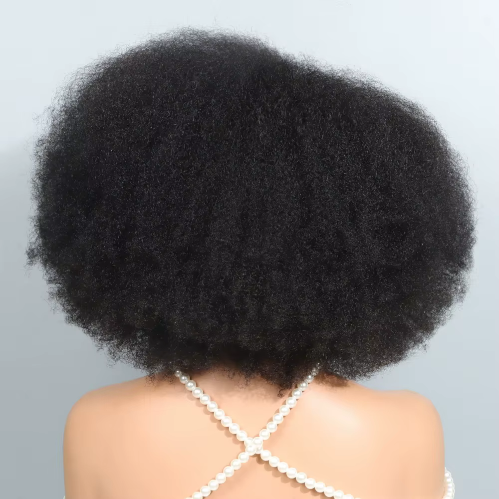Perruques Courtes Afro Bouclées Kinky 13x5x2 avec Raie Latérale en Dentelle, Perruques Bob Courtes e
