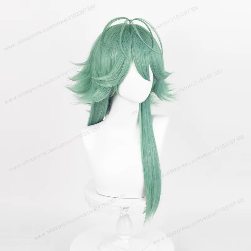 Heartsteel-Perruque de Cosplay Ezreal pour Homme, Cheveux Synthétiques de 60cm de Long, Vert, Degré