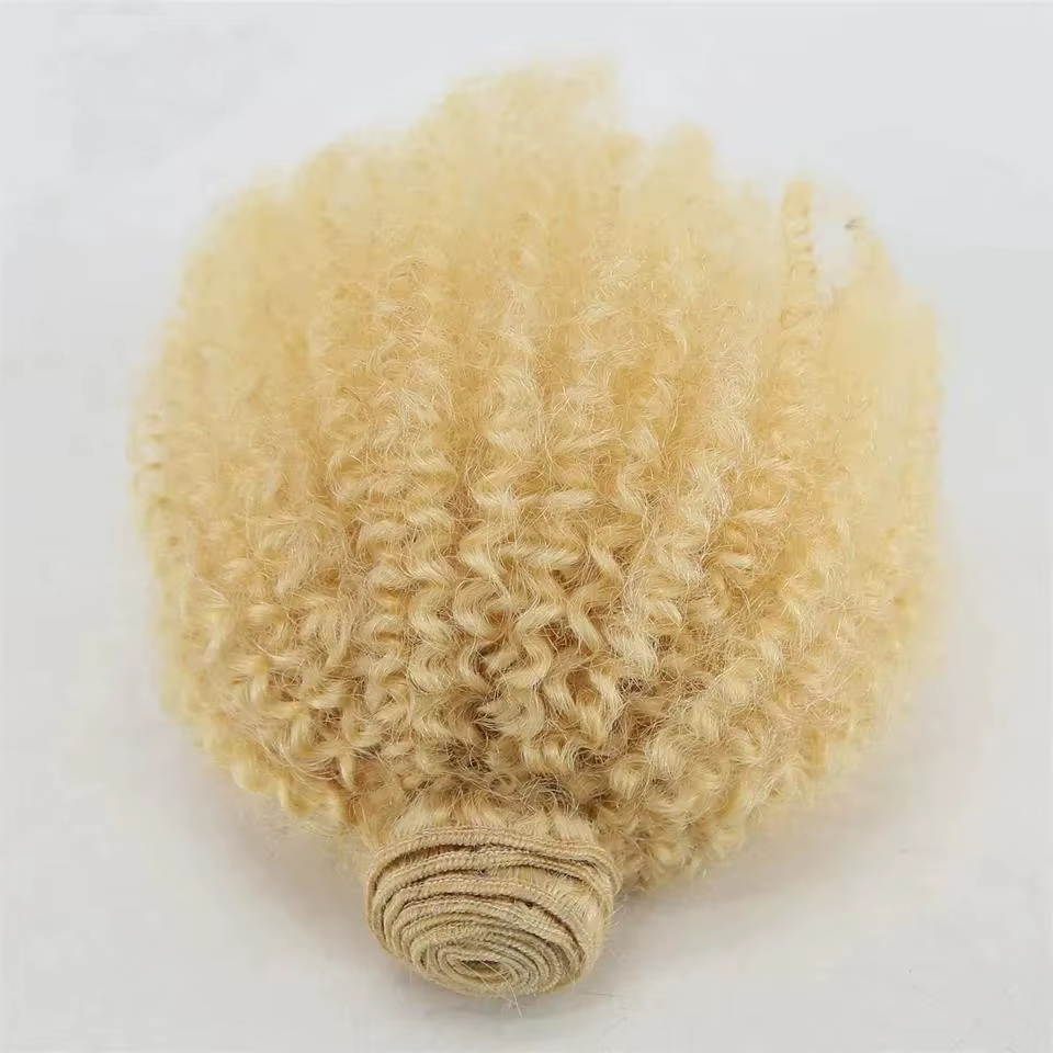613 couleur Blonde Afro crépus bouclés Extensions de cheveux humains tissage 100% non transformés ch