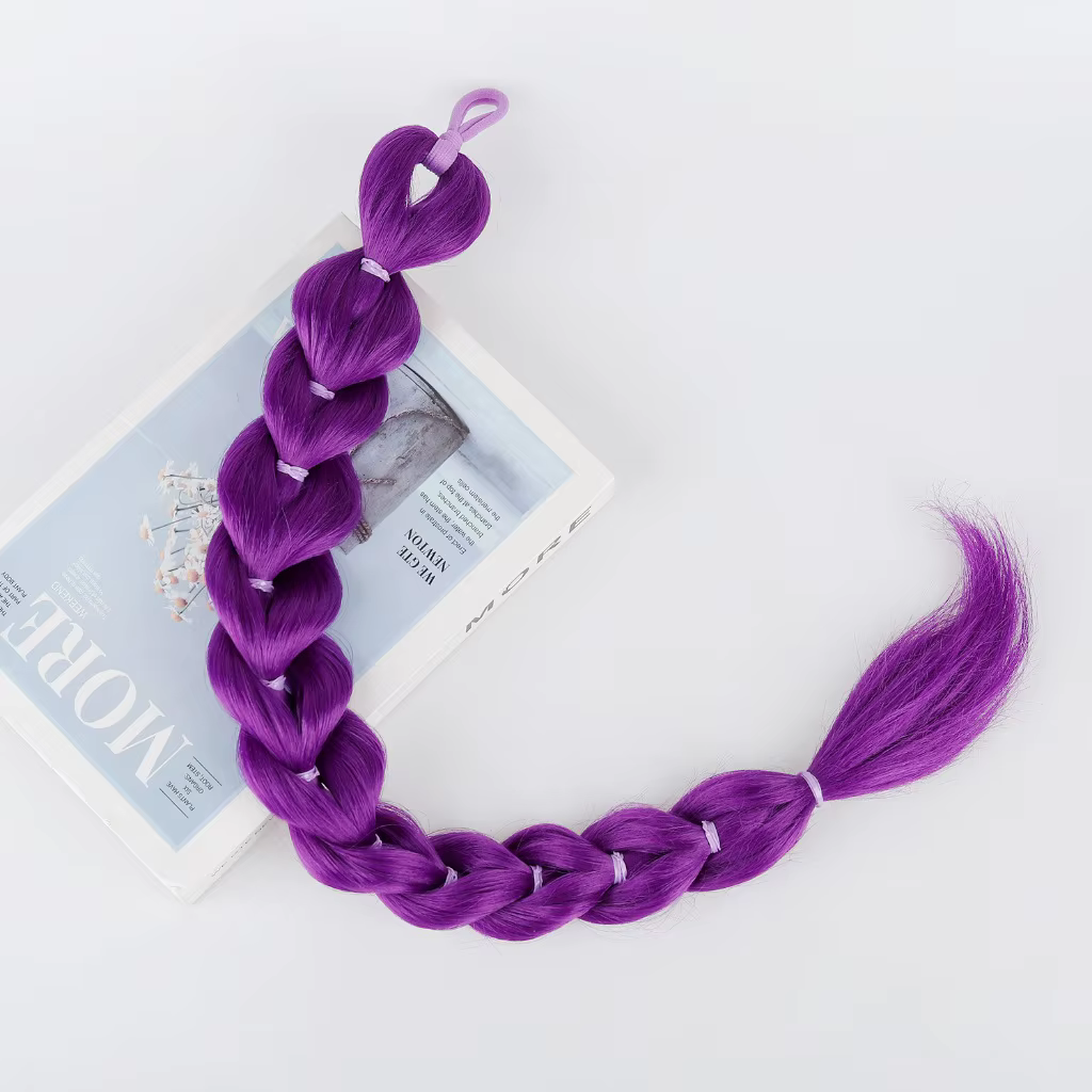Ru mi Tresses synthétiques, queue de cheval violette, coiffure de déguisement, 24 pouces de long, av