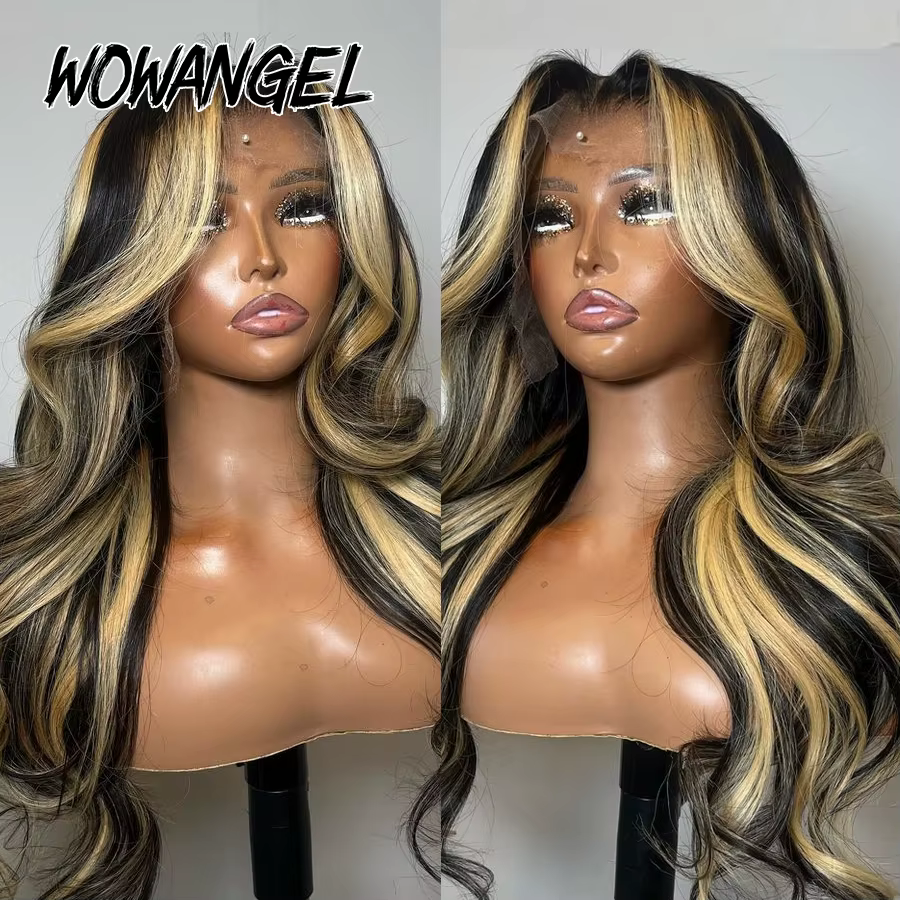 Wow Angel-Perruques en dentelle de cheveux humains pré-plumées pour femmes, vague de corps, couleur 