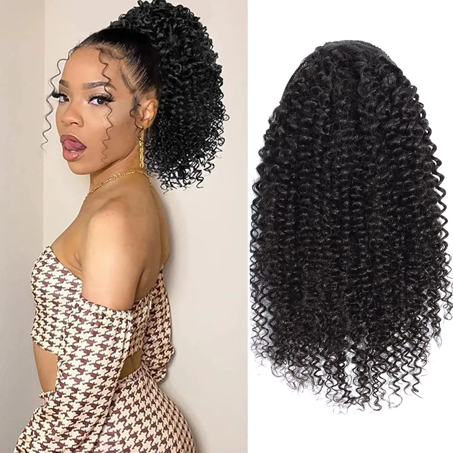 Afro Puff cordon queue de cheval chignon pour les femmes noires 12A brésilien vierge cheveux humains