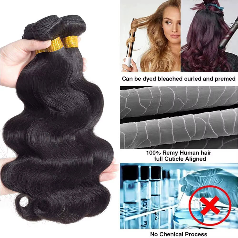 Extensions de cheveux humains naturels Remy Body Wave en lots avec frontal, 3 lots avec frontal en d
