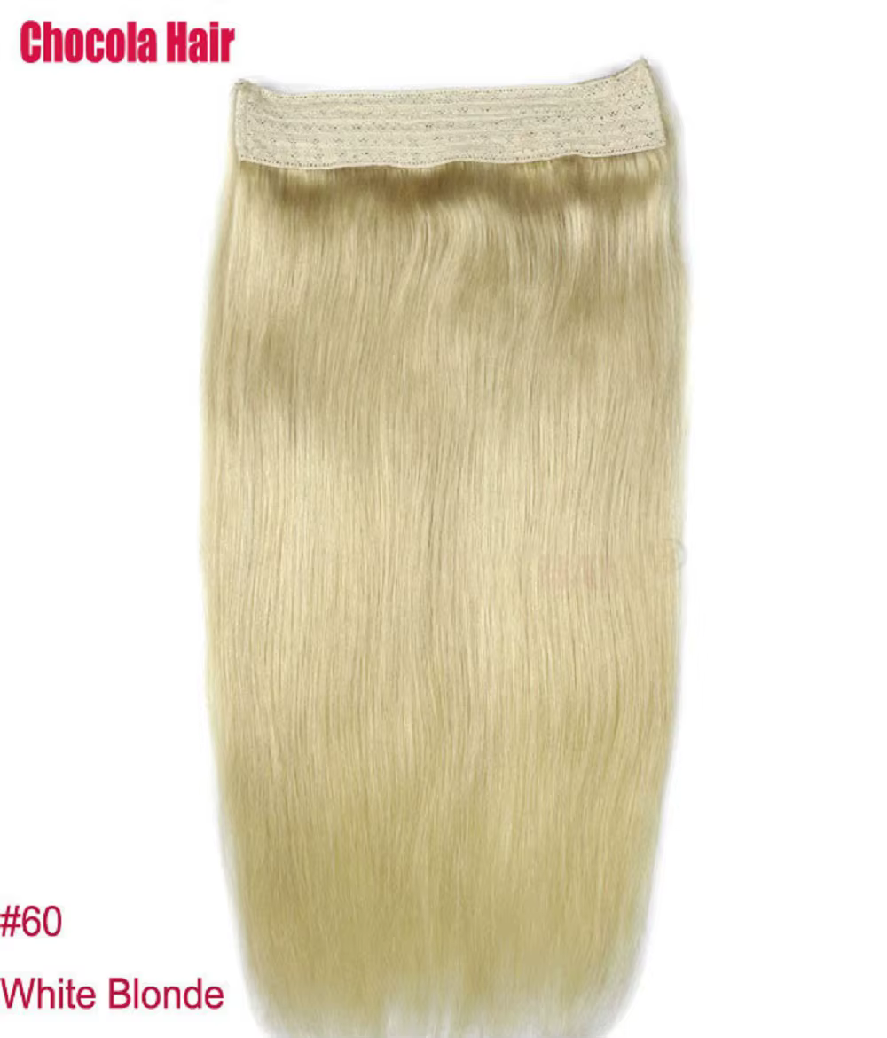 Halo Hair-Extensions de cheveux humains, postiche droite naturelle, fil de cheveux, ligne de poisson
