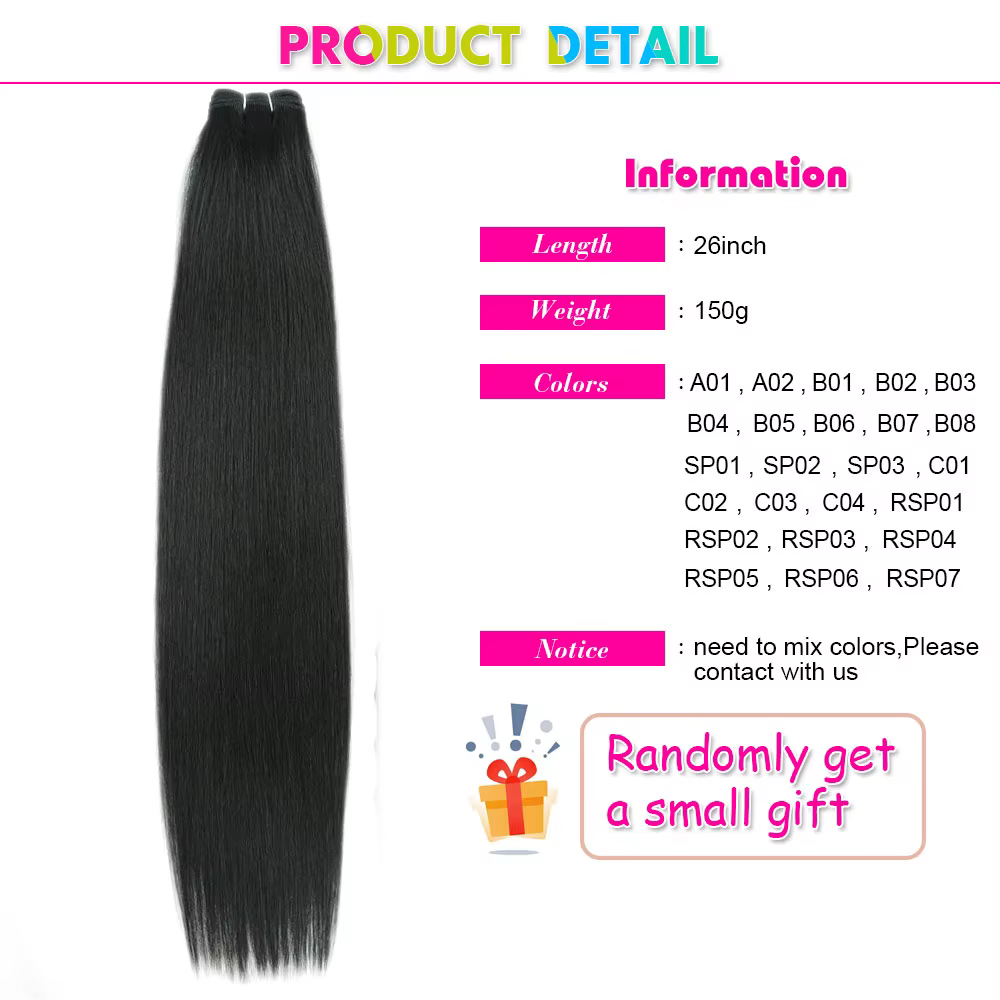 Extensions de cheveux synthétiques ombrées lisses de 26 pouces, 150 g, pour salon, extensions de che