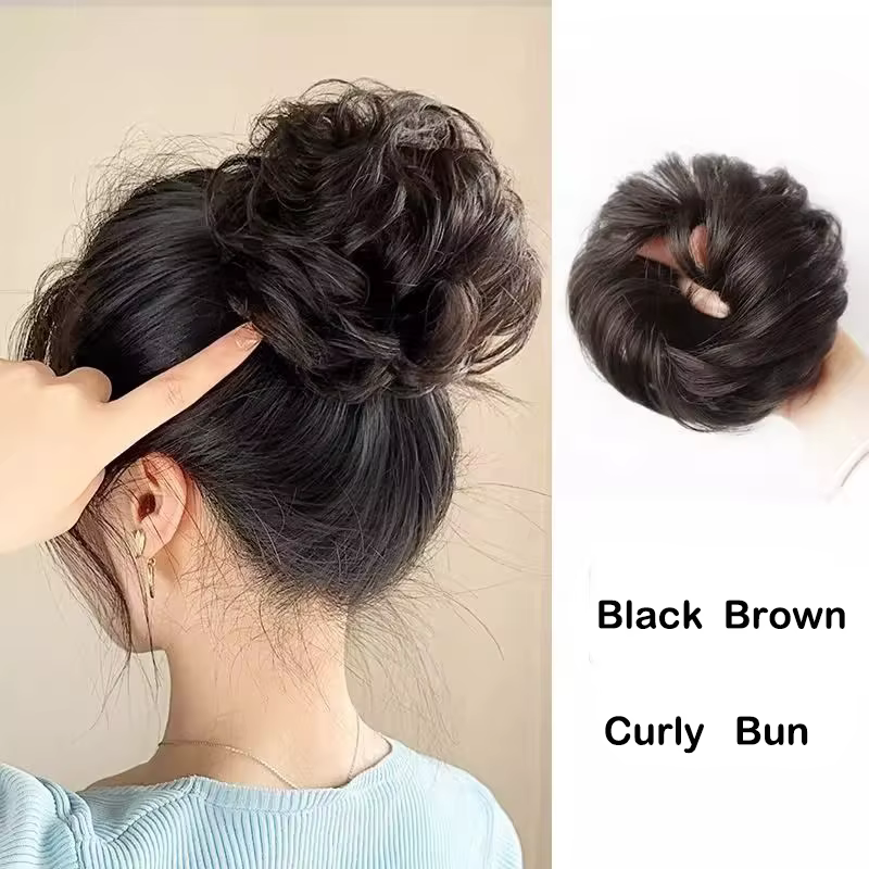 Extensions de chignon synthétique bouclé désordonné, postiches élastiques, chignon synthétique en fo