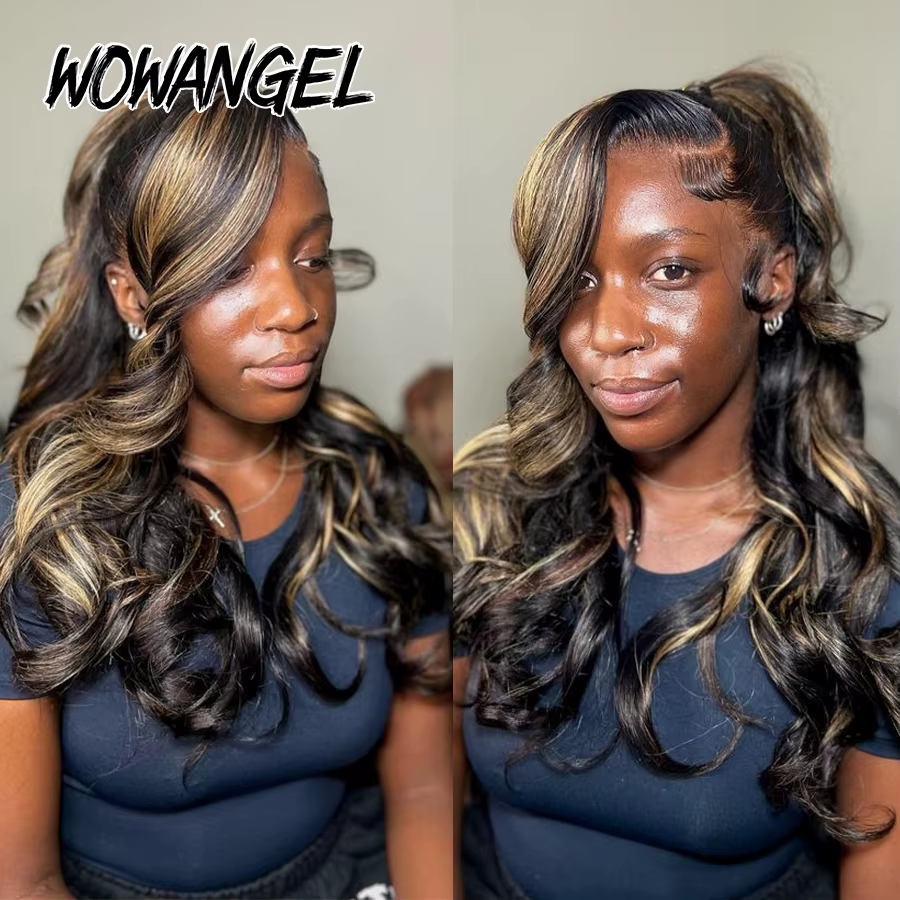 Perruque Lace Front Wig Body Wave brésilienne naturelle, cheveux humains, pre-plucked, sans colle, b