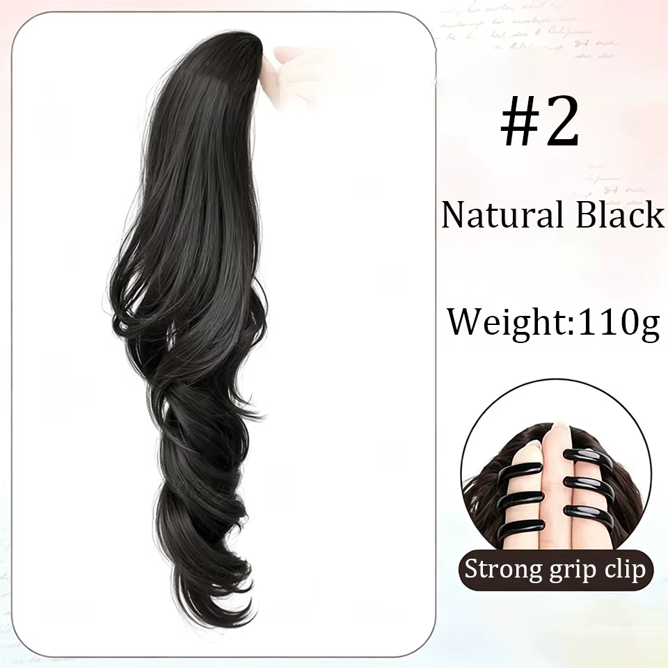 Extensions de cheveux synthétiques bouclés à clipser, postiche avec pince crabe pour femmes, pour Ha