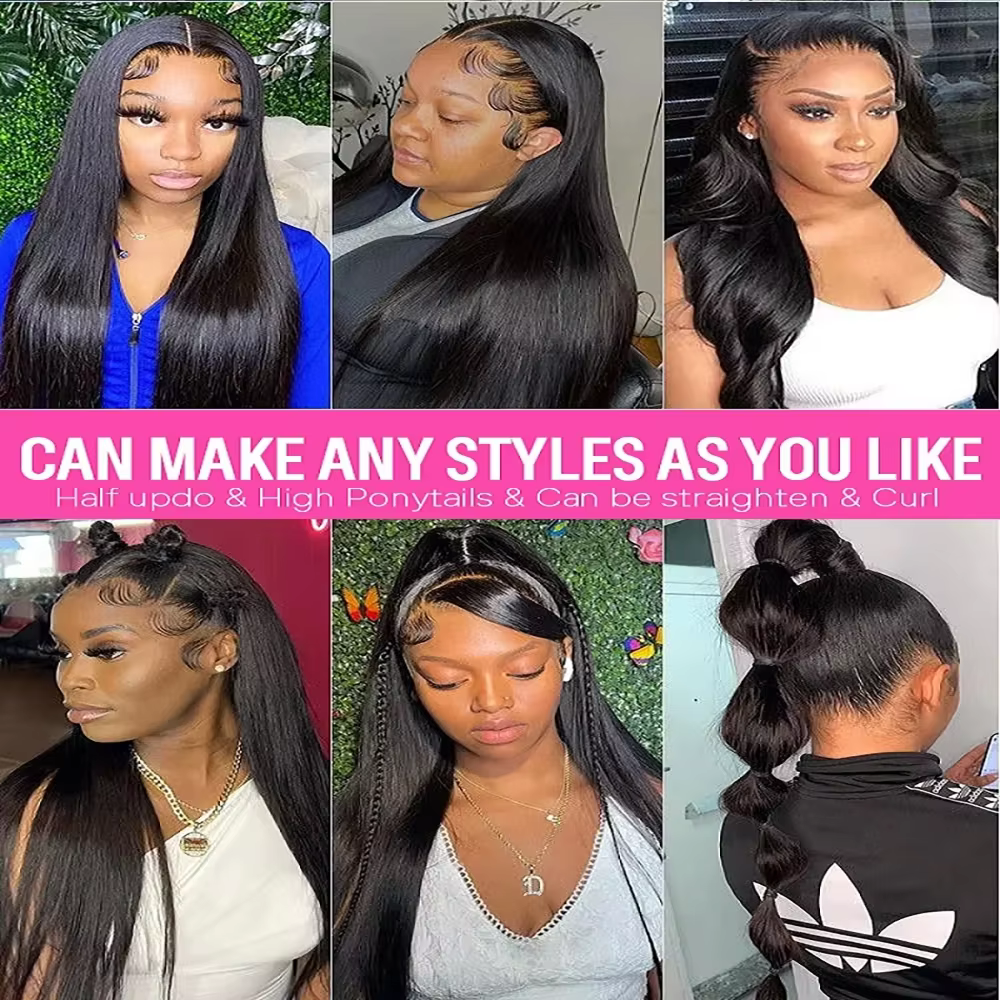 46 pouces 13x6 dentelle avant perruques naturel cheveux humains 220 densité droite HD dentelle avant