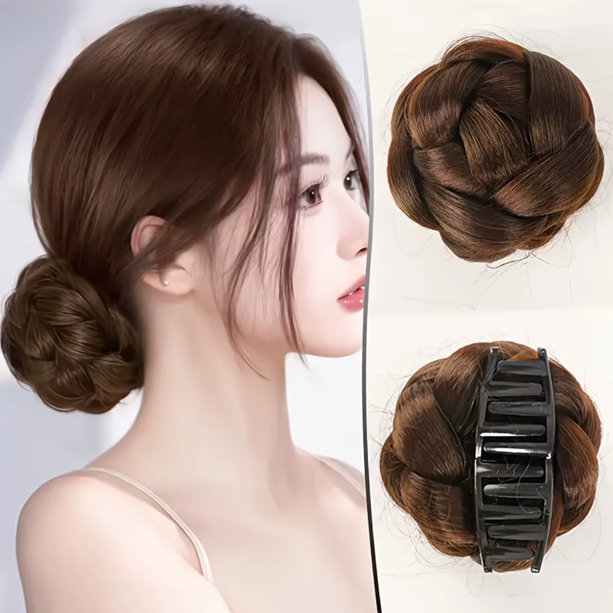 4 pouces synthétique pince à saisir paresseux cheveux tresse tressé chignon perruque femmes basse cr