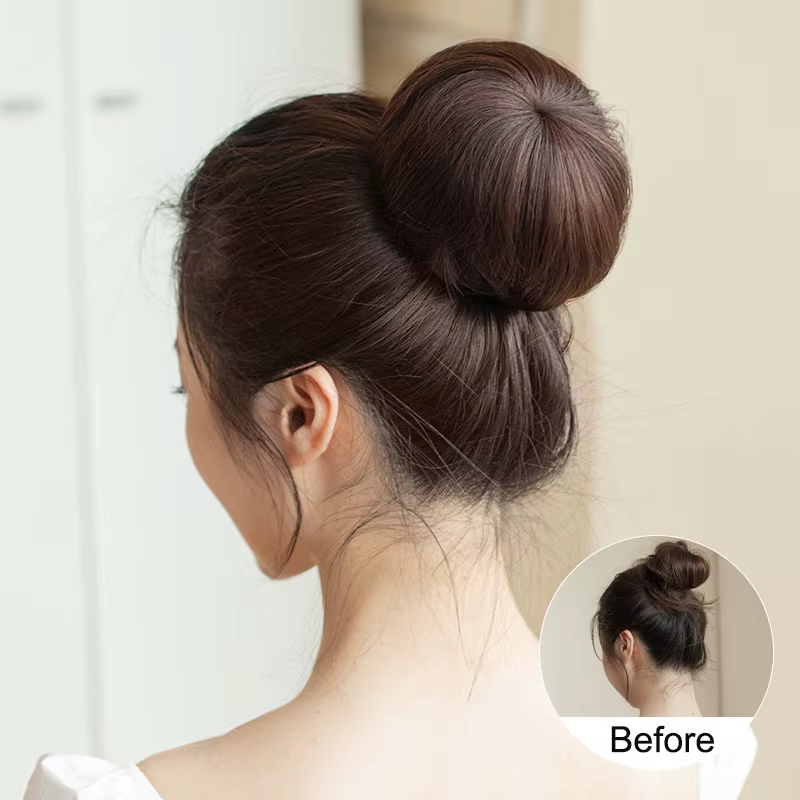 WIGSIN – Chignon synthétique court et lisse, Extension capillaire à Clip, postiche noire et brune po