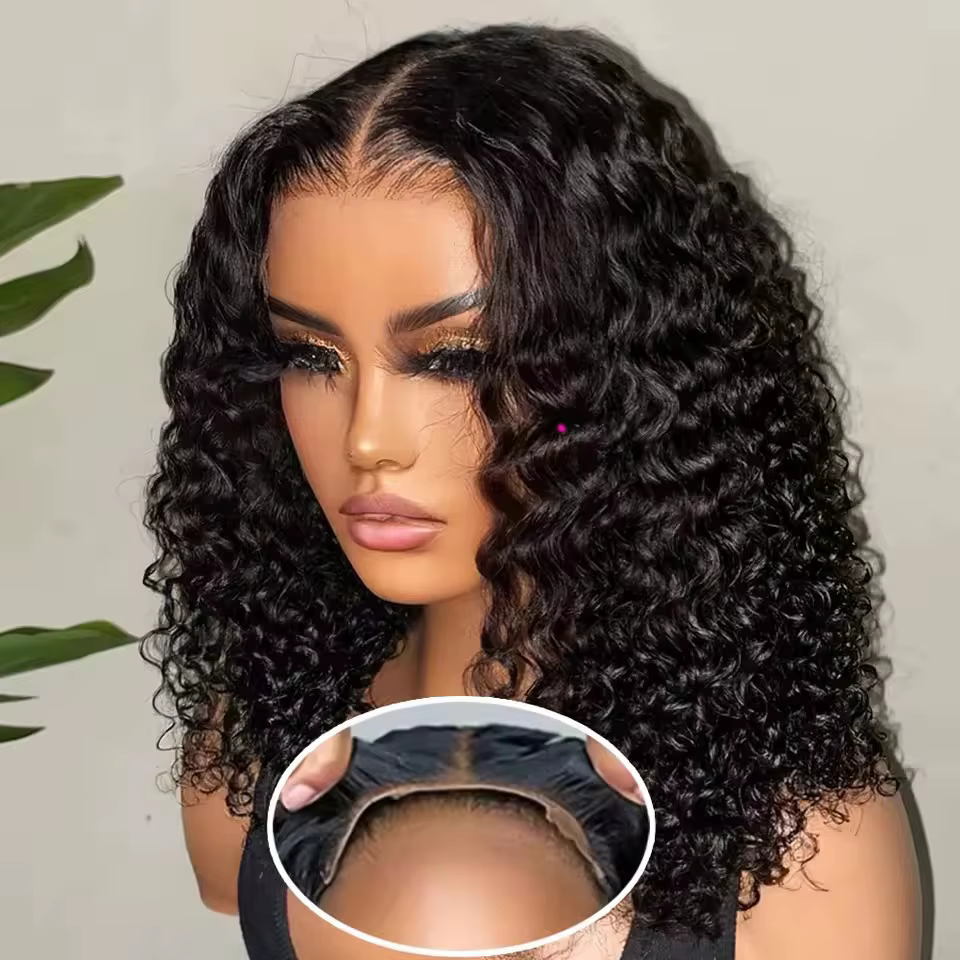 Perruque Bob Courte Sans Colle 200 Densité, 12 Pouces, Ondulée Profonde, Lace Front, Cheveux Humains