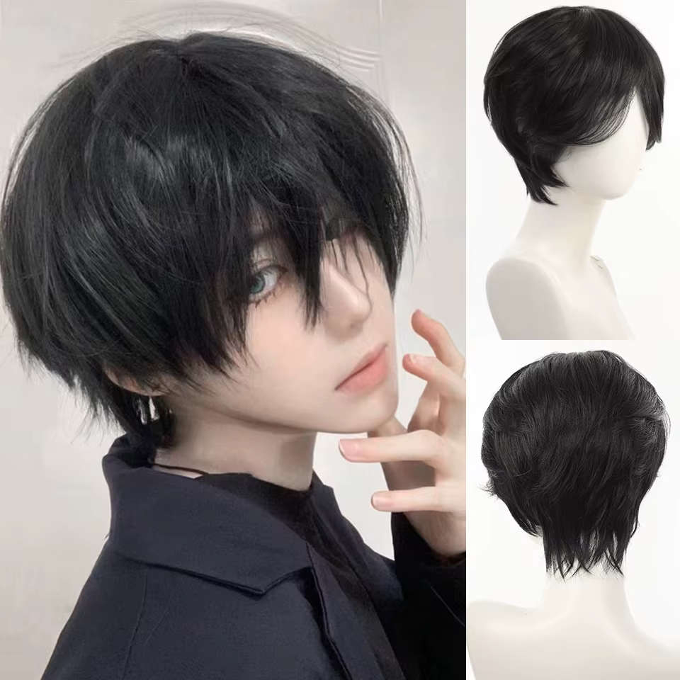 Perruque synthétique anime pour coiffure droite, idéale pour le cosplay, les fêtes à thème, perruque