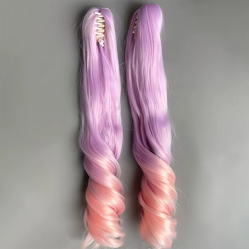 Perruque détachable à clip en soie douce, couleur dégradée personnalisable, longueur 25 cm, modèle p