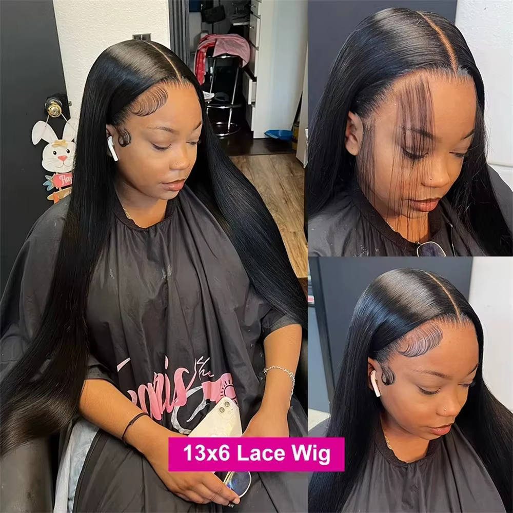 Perruque Lace Frontale 13x6 en Cheveux Humains Bling Hair, Densité 180%, Lisse, avec Baby Hair, Coul