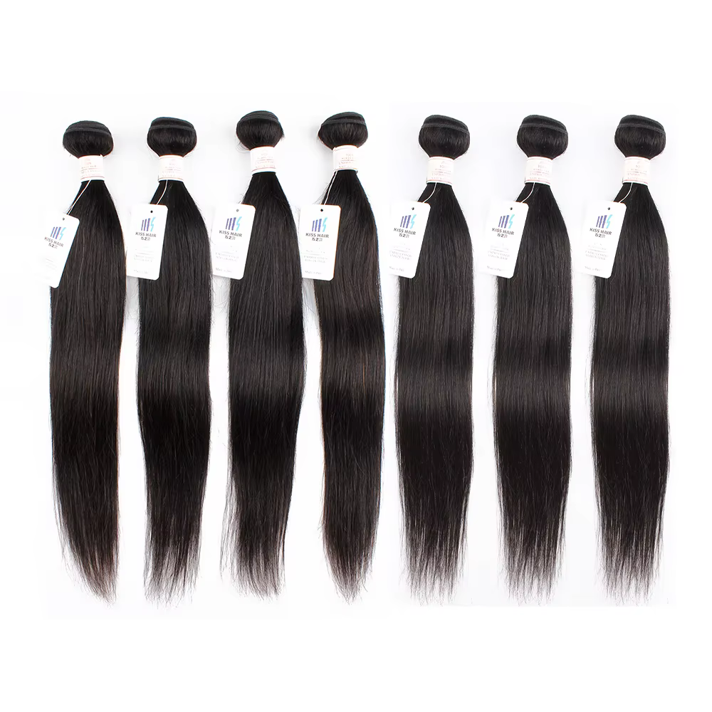 Extensions de cheveux naturels noirs Remy indiens, 60 grammes, double trame, lisses, 12-22 pouces, 1