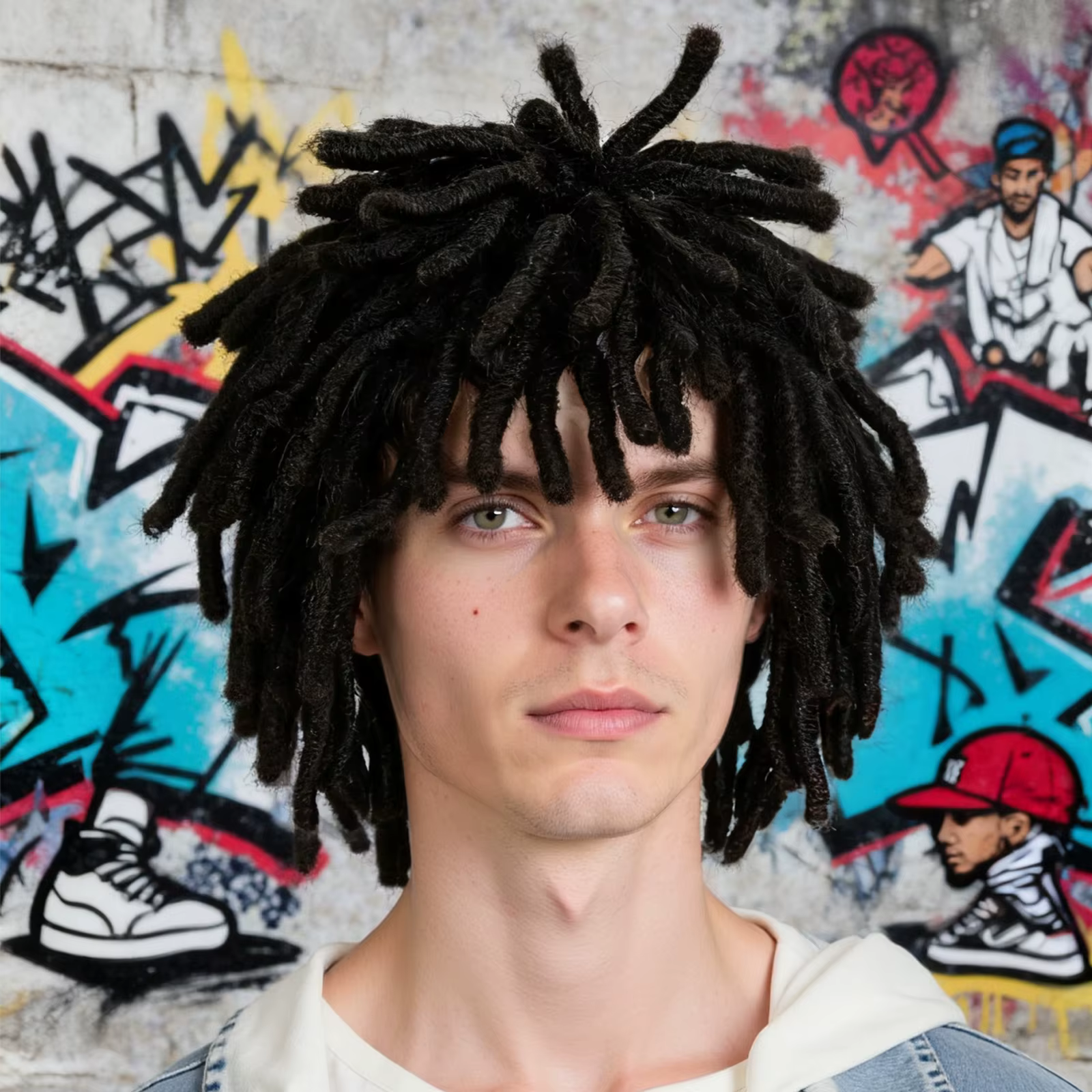 Perruque synthétique courte noire à dreadlocks pour hommes – Coiffure Locs texturée élégante et auth