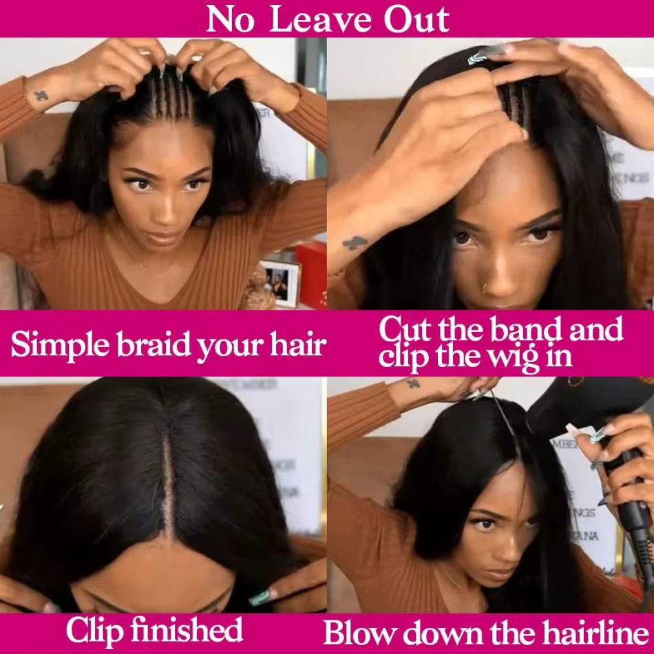 V partie perruques cheveux humains droite brésilienne perruques de cheveux humains pour les femmes n
