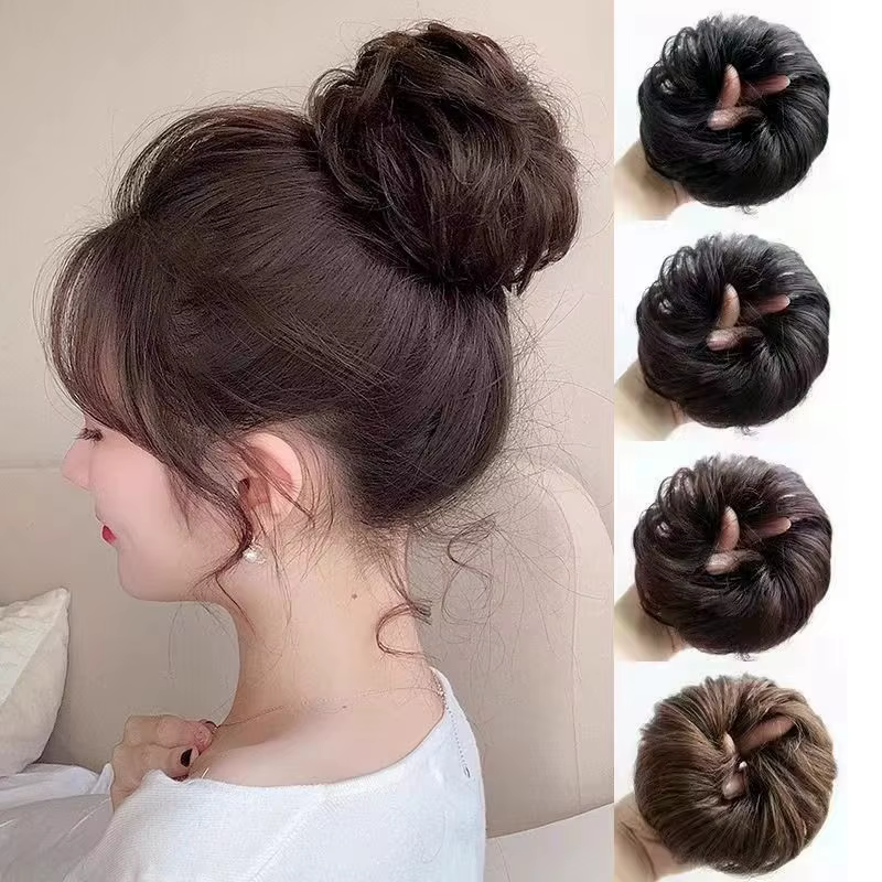 Extensions de chignon synthétique bouclé désordonné, postiches élastiques, chignon synthétique en fo