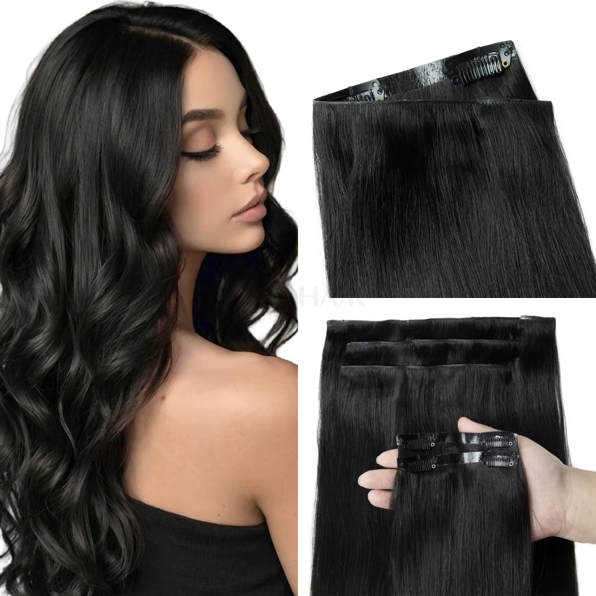 Extensions de cheveux humains invisibles à clipser en PU, trame à ruban sans couture, trame à ruban