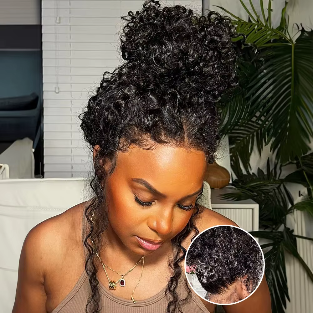 Perruque Invisible 360 HD en Dentelle Complète Cheveux Humains Sans Colle Pré-Coupée Densité 200 Bou