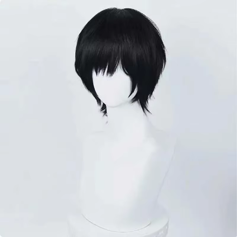 Anime tronçonneuse homme Yoshida Hirofumi Cosplay perruque courte noir résistant à la chaleur cheveu