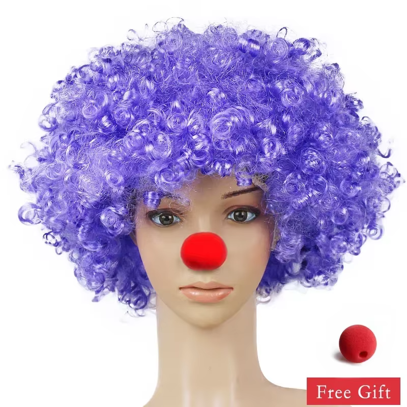 Perruque de Clown Afro bouclée perruques synthétiques Cosplay pour hommes femmes Mardi Gras perruque