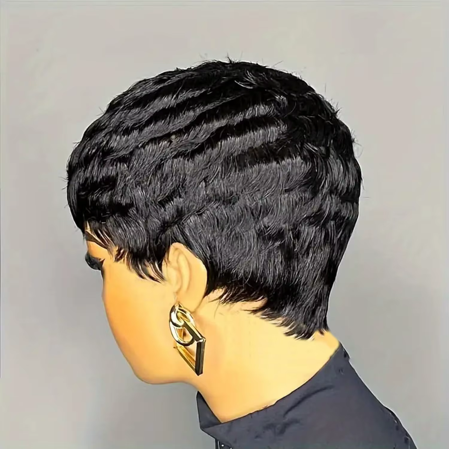 Perruques pour femmes noires coupe lutin perruques de cheveux humains pour les femmes usage quotidie