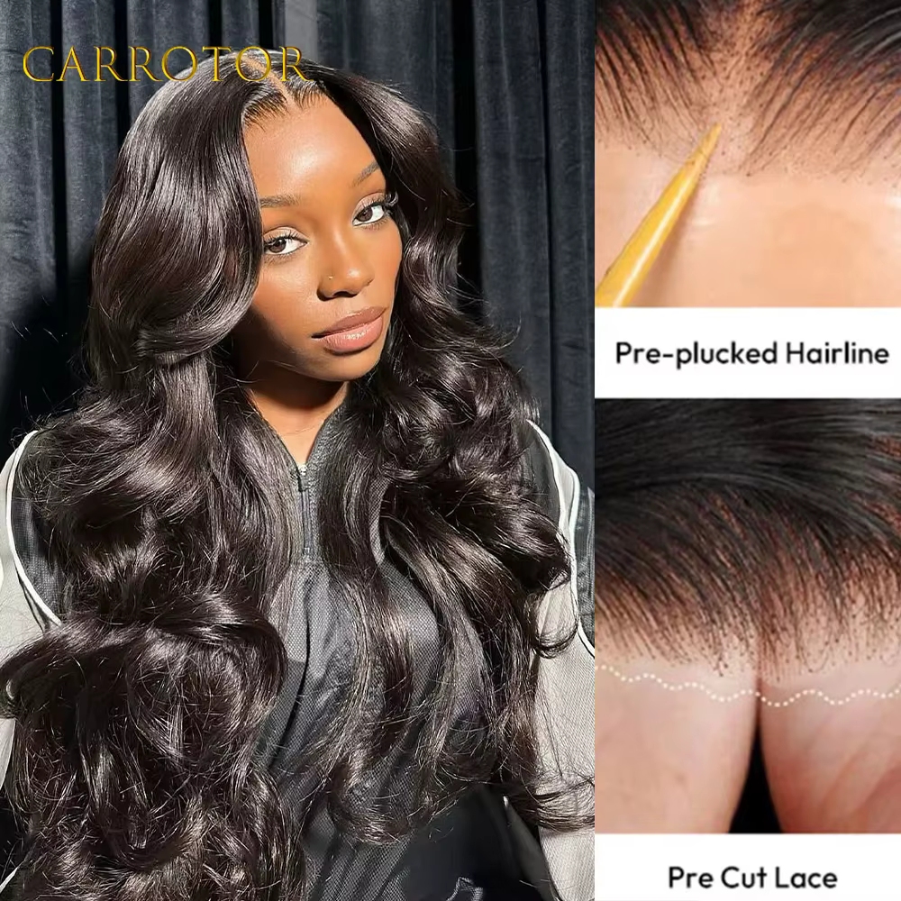 Perruques Full Lace en Cheveux Humains, Couleur Noir Naturel, Ondulées, Transparentes, Sans Colle, P