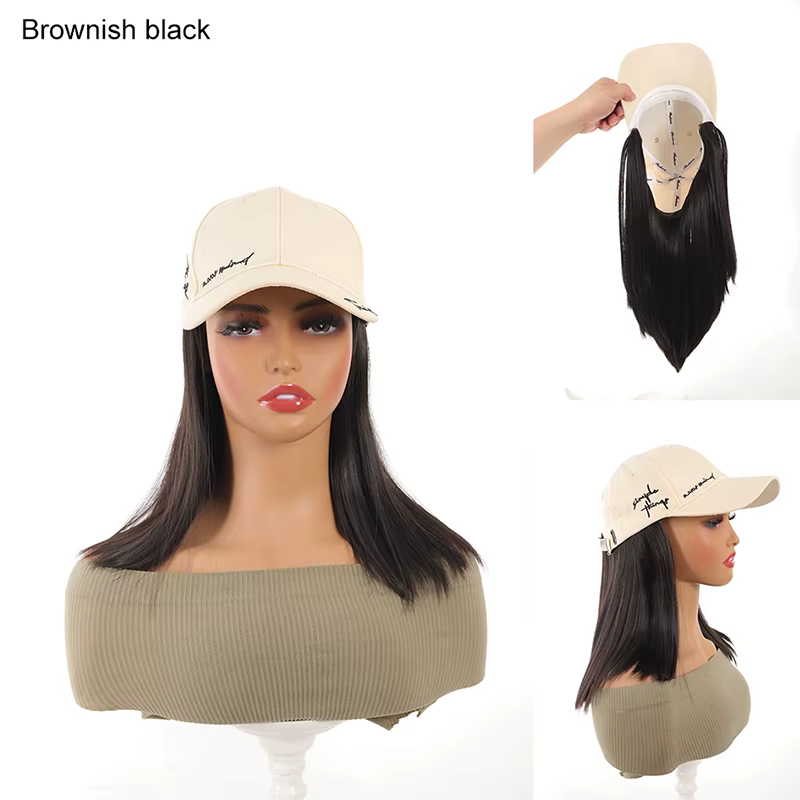 Casquette de baseball Allaosify pour femme avec cheveux synthétiques de 12 pouces, beige clair, lett