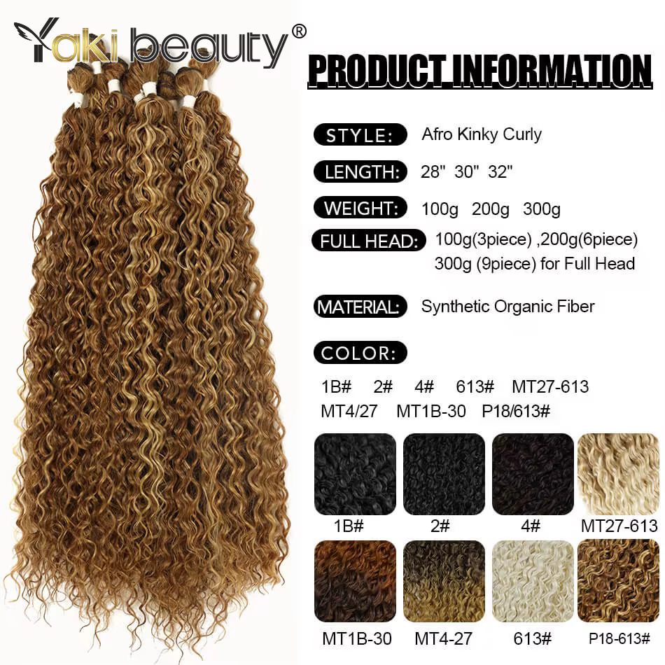 Mèches synthétiques bouclées et crépues, tissage de cheveux longs Jerry Anjo Plus, Extensions capill