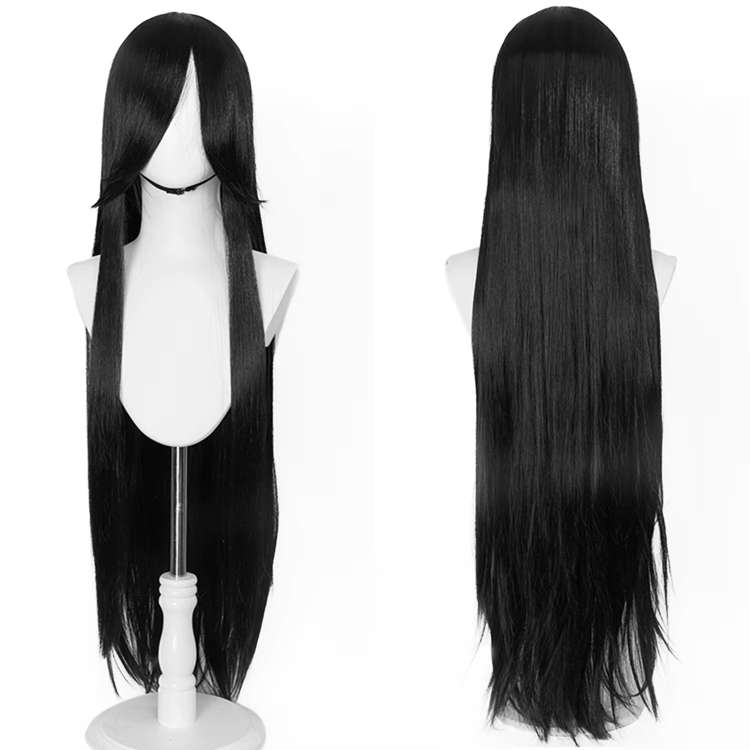 Perruque de Cosplay synthétique longue et lisse de 100CM avec frange, perruque de Cosplay rose viole