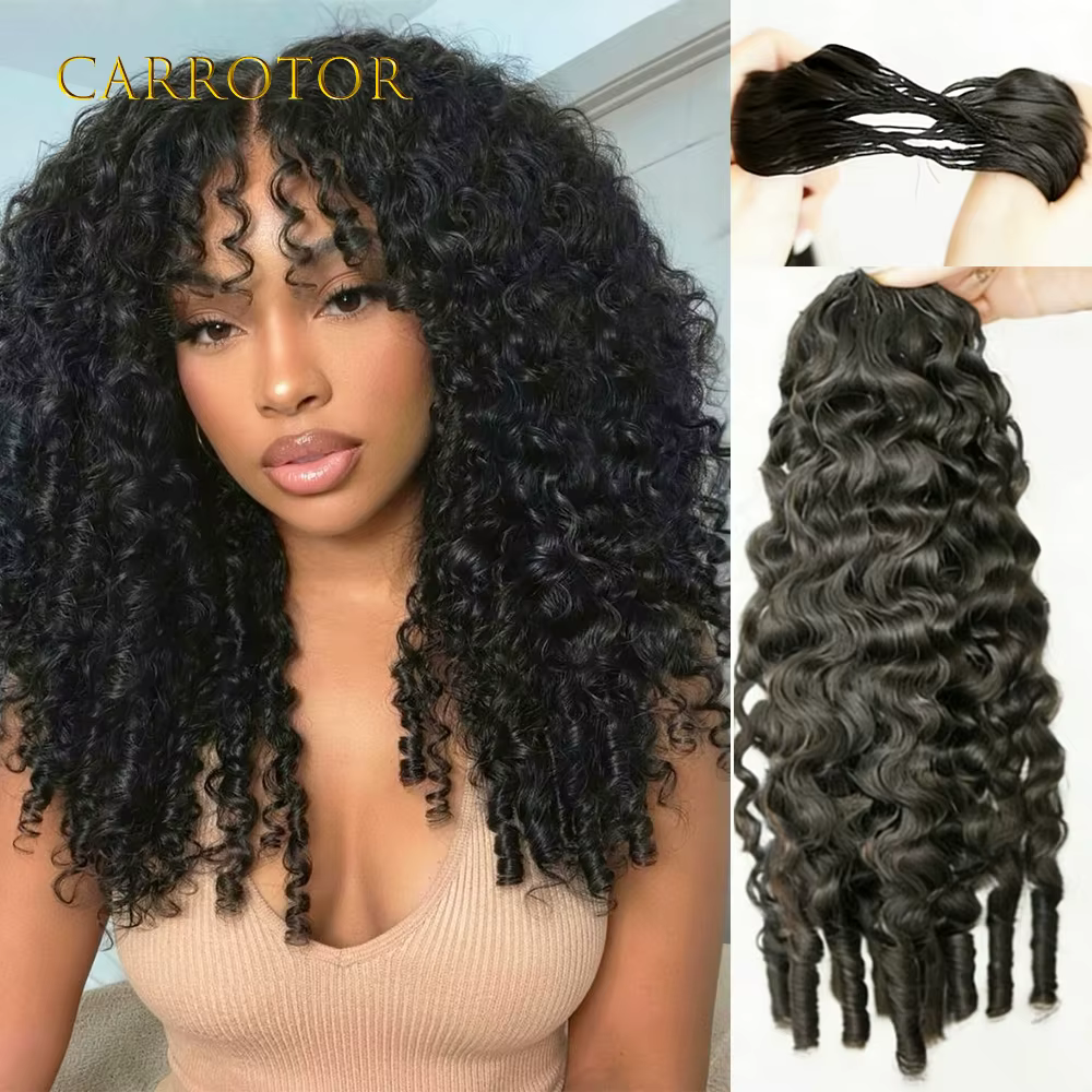Extensions de cheveux humains bouclés birmans 100 % naturels, sans nœuds, pré-séparées avec des extr
