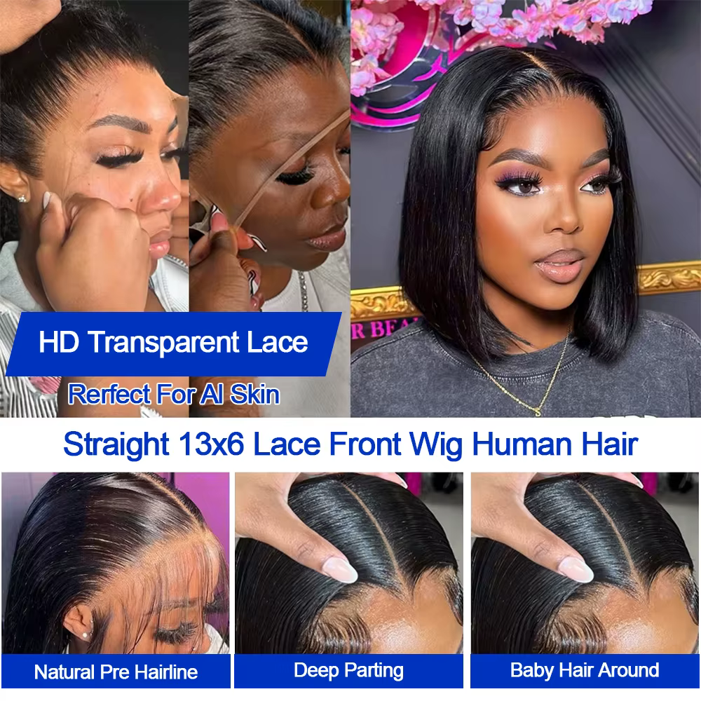 Perruque frontale tressée vietnamienne lisse et droite, pré-épilée, 100 % cheveux humains, sans coll