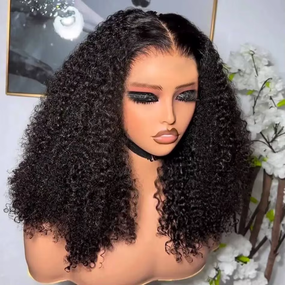 Perruques de cheveux humains bouclés crépus sans colle pré-découpés avec dentelle, pré-découpée, Wil