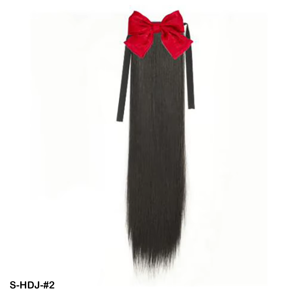 Extensions de cheveux queue de cheval avec nœud, longues, ondulées ou lisses, en cheveux synthétique