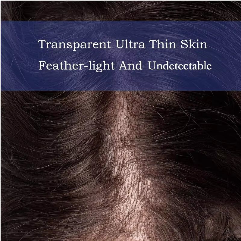 Toupet hommes ligne de cheveux Invisible avec peau Ultra mince 0.03mm prothèse de cheveux masculins